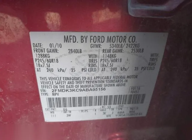 2FMDK3KC9ABA95156 2010 2010 Ford Edge- Limited 9