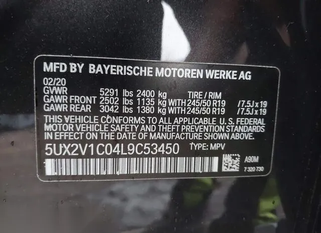 5UX2V1C04L9C53450 2020 2020 BMW X4- Xdrive30I 9