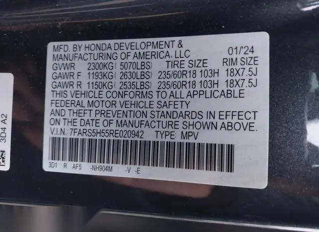 7FARS5H55RE020942 2024 2024 Honda CR-V- Hybrid Sport 9