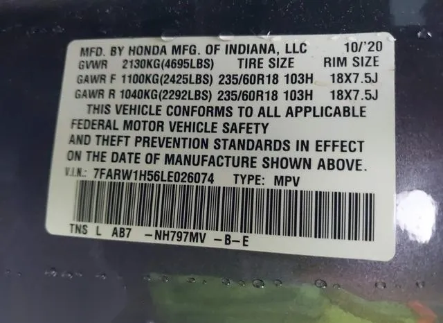 7FARW1H56LE026074 2020 2020 Honda CR-V- 2Wd Ex 9