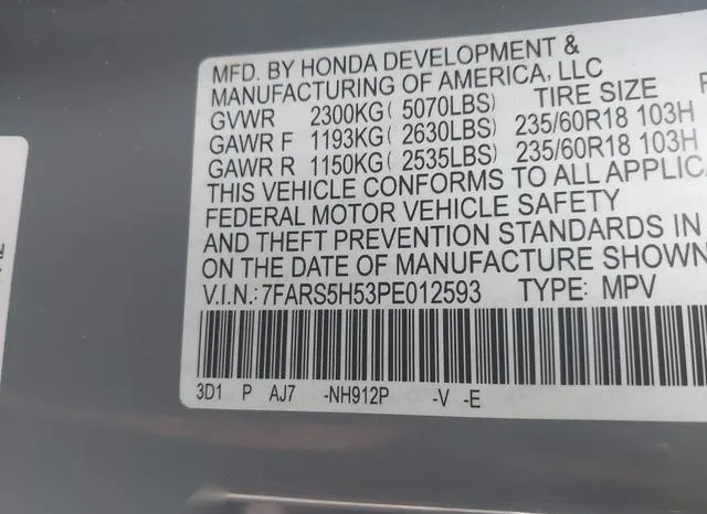 7FARS5H53PE012593 2023 2023 Honda CR-V- Hybrid Sport 9