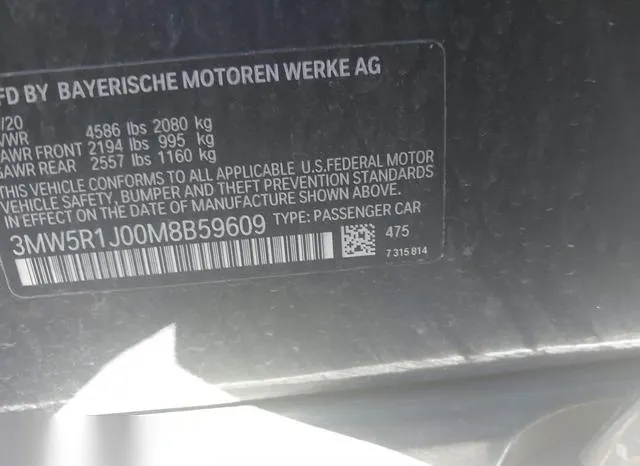 3MW5R1J00M8B59609 2021 2021 BMW 3 Series- 330I 9