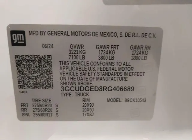 3GCUDGED8RG406689 2024 2024 Chevrolet Silverado 1500- 4Wd 9