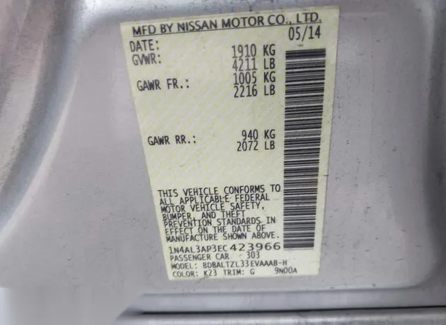 1N4AL3AP3EC423966 2014 2014 Nissan Altima- 2-5 SV 9