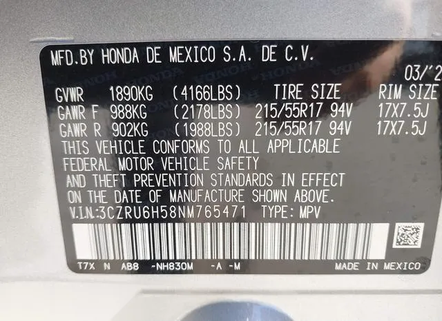 3CZRU6H58NM765471 2022 2022 Honda HR-V- Awd Ex 9