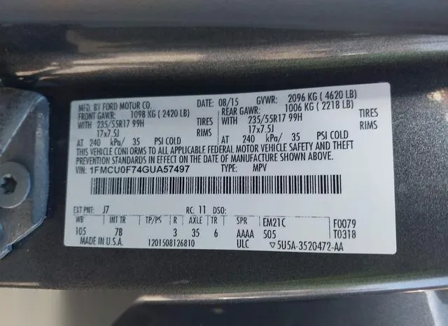 1FMCU0F74GUA57497 2016 2016 Ford Escape- S 9