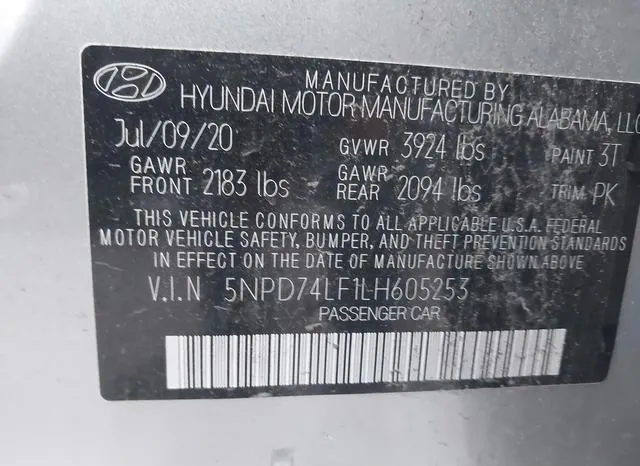 5NPD74LF1LH605253 2020 2020 Hyundai Elantra- SE 9