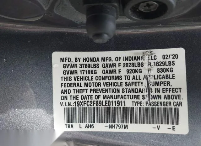 19XFC2F89LE011911 2020 2020 Honda Civic- Sport 9