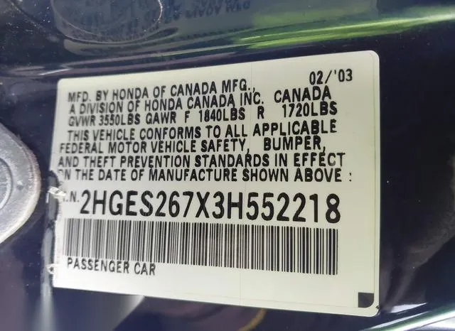 2HGES267X3H552218 2003 2003 Honda Civic- EX 9