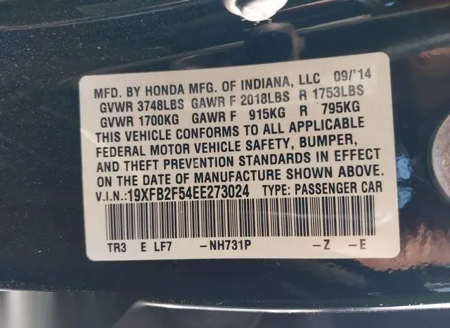 19XFB2F54EE273024 2014 2014 Honda Civic- LX 9