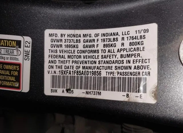 19XFA1F85AE019856 2010 2010 Honda Civic- EX 9