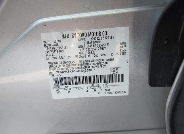 2FMPK3K91KBB43686 2019 2019 Ford Edge- Titanium 9