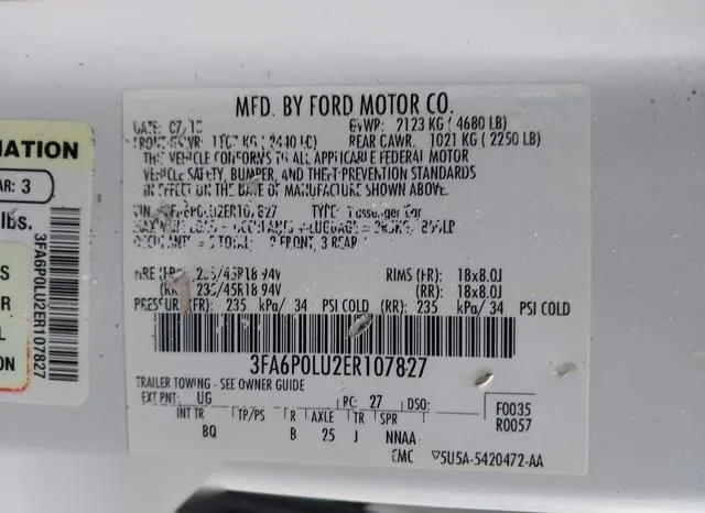 3FA6P0LU2ER107827 2014 2014 Ford Fusion- Hybrid SE 9