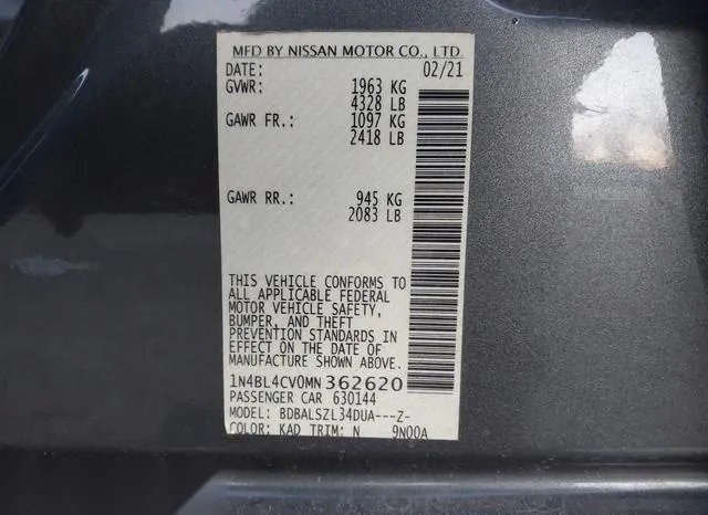 1N4BL4CV0MN362620 2021 2021 Nissan Altima- Sr Fwd 9