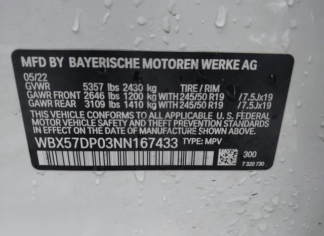 WBX57DP03NN167433 2022 2022 BMW X3- Xdrive30I 9