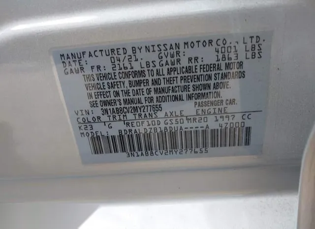 3N1AB8CV2MY277655 2021 2021 Nissan Sentra- Sv Xtronic Cvt 9