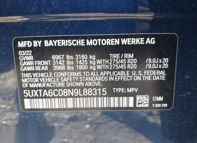 5UXTA6C08N9L88315 2022 2022 BMW X5 Phev- Xdrive45E 9