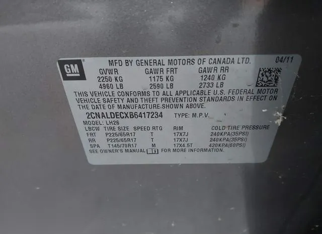 2CNALDECXB6417234 2011 2011 Chevrolet Equinox- 1LT 9