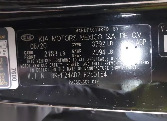 3KPF24AD2LE250154 2020 2020 KIA Forte- FE 9