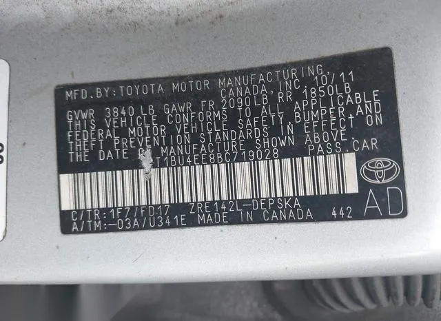 2T1BU4EE8BC719028 2011 2011 Toyota Corolla- S 9