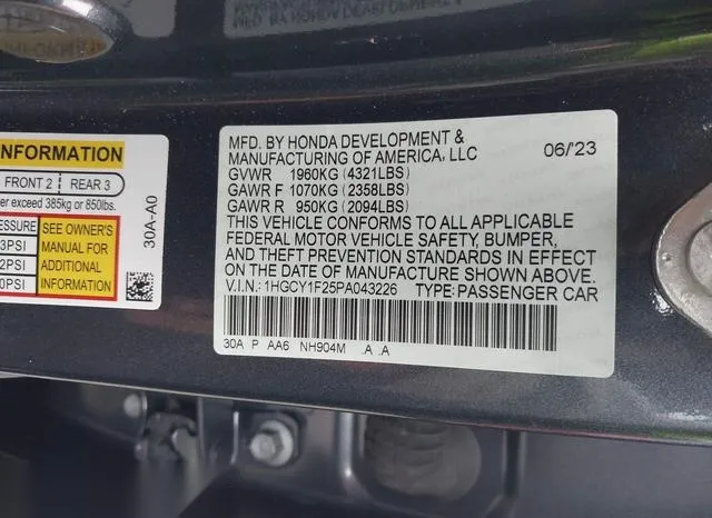 1HGCY1F25PA043226 2023 2023 Honda Accord- LX 9