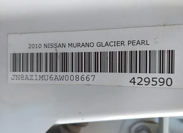 JN8AZ1MU6AW008667 2010 2010 Nissan Murano- SL 9