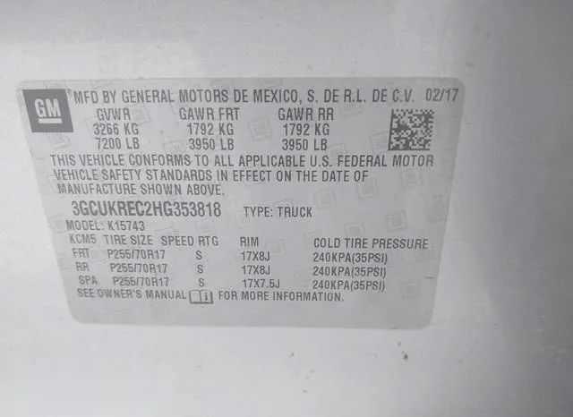 3GCUKREC2HG353818 2017 2017 Chevrolet Silverado 1500- 1LT 9