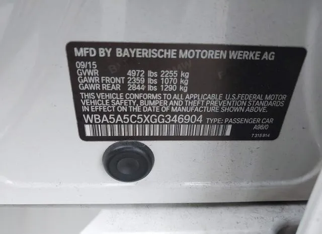 WBA5A5C5XGG346904 2016 2016 BMW 5 Series- 528I 9