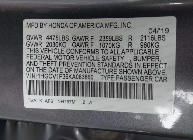 1HGCV1F36KA083860 2019 2019 Honda Accord- Sport 9