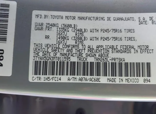 3TYAX5GN3MT011595 2021 2021 Toyota Tacoma- SR5 9