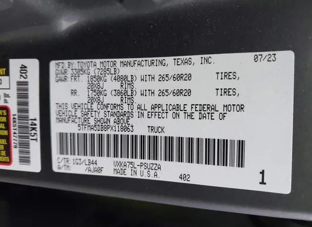 5TFMA5DB8PX118063 2023 2023 Toyota Tundra- 1794 Edition 9