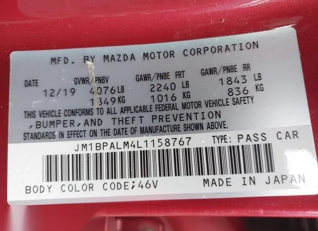 JM1BPALM4L1158767 2020 2020 Mazda 3 9