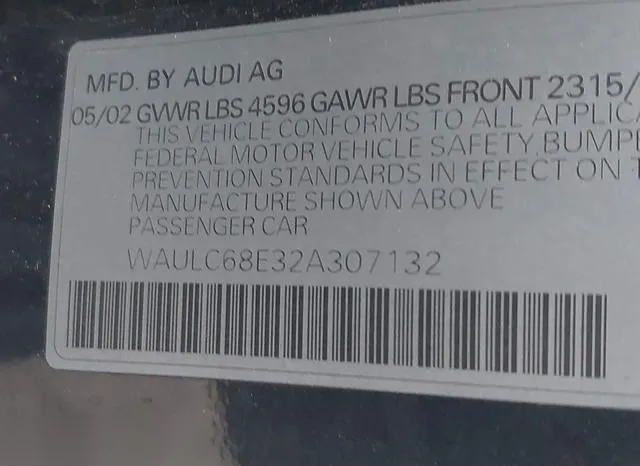 WAULC68E32A307132 2002 2002 Audi A4- 1-8T 9