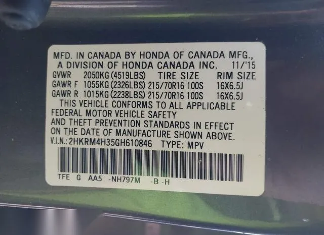 2HKRM4H35GH610846 2016 2016 Honda CR-V- LX 9