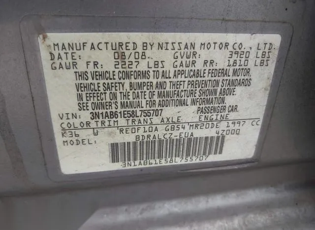 3N1AB61E58L755707 2008 2008 Nissan Sentra- 2-0 9