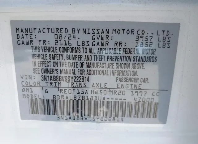 3N1AB8BV9SY222814 2025 2025 Nissan Sentra- S 9