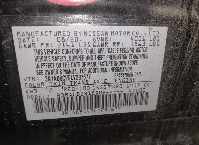 3N1AB8CV9LY287677 2020 2020 Nissan Sentra- Sv Xtronic Cvt 9