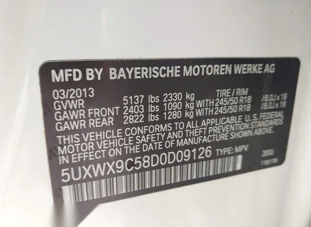 5UXWX9C58D0D09126 2013 2013 BMW X3- Xdrive28I 9