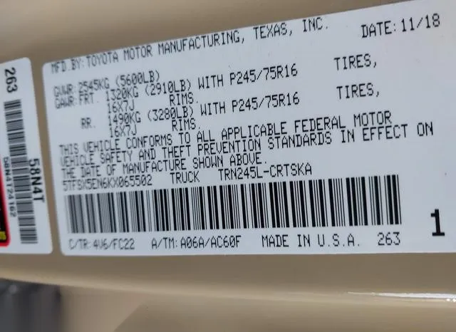 5TFSX5EN6KX065502 2019 2019 Toyota Tacoma- SR5 9