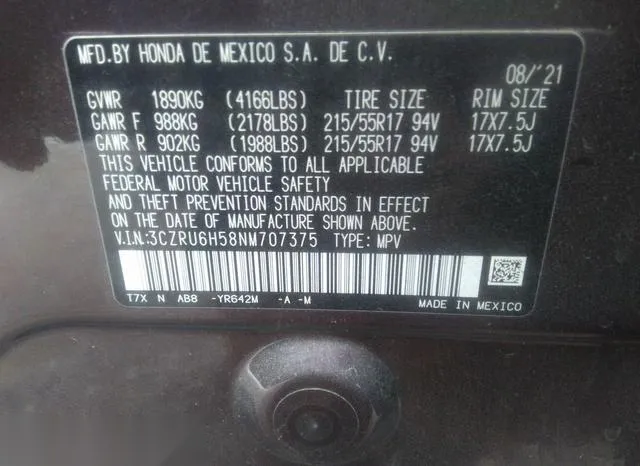 3CZRU6H58NM707375 2022 2022 Honda HR-V- Awd Ex 9