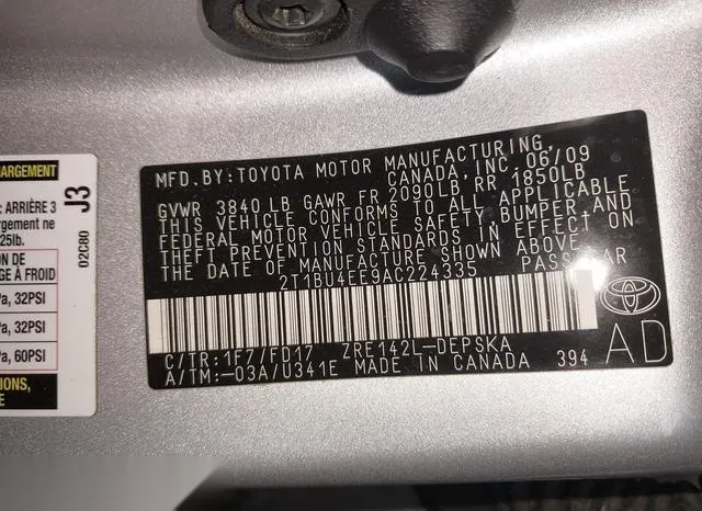 2T1BU4EE9AC224335 2010 2010 Toyota Corolla- S 9