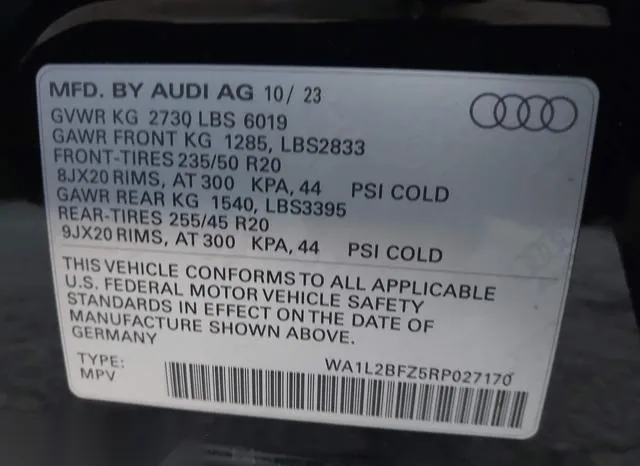 WA1L2BFZ5RP027170 2024 2024 Audi Q4 E-Tron- Premium Plus 50 9