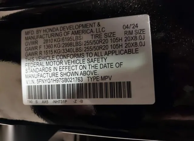 5FNYG1H97SB021763 2025 2025 Honda Pilot- Black Edition 9