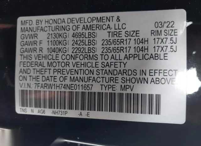 7FARW1H74NE011657 2022 2022 Honda CR-V- 2Wd Special Edition 9