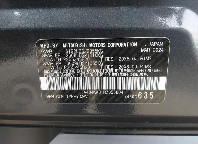 JA4J4WA81RZ055804 2024 2024 Mitsubishi Outlander- Sel 2-5 9