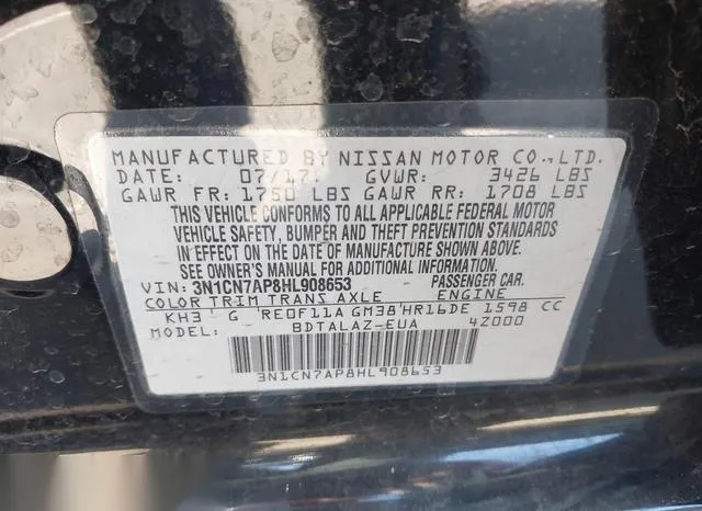 3N1CN7AP8HL908653 2017 2017 Nissan Versa- 1-6 S- 9