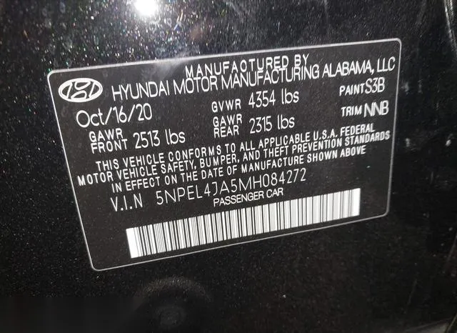 5NPEL4JA5MH084272 2021 2021 Hyundai Sonata- Sel 9