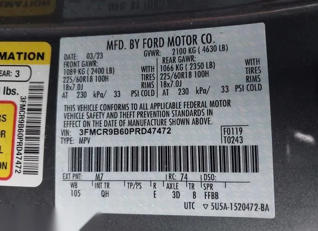 3FMCR9B60PRD47472 2023 2023 Ford Bronco Sport- Big Bend 9