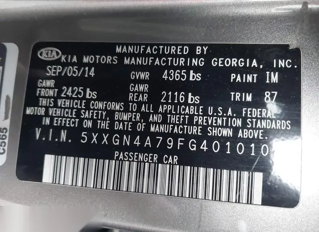 5XXGN4A79FG401010 2015 2015 KIA Optima- EX 9