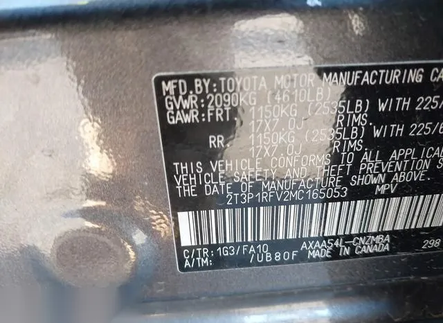 2T3P1RFV2MC165053 2021 2021 Toyota RAV4- Xle 9